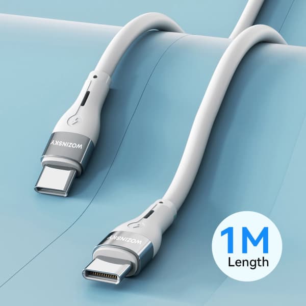 Kestävä joustava kaapeli USB-C - USB-C PD 65W 1m valkoinen