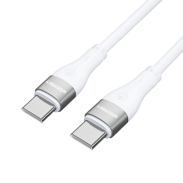 Kestävä joustava kaapeli USB-C - USB-C PD 65W 1m valkoinen