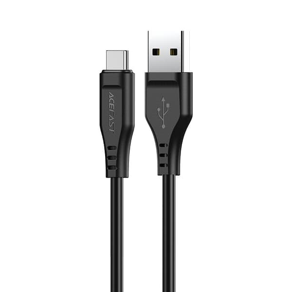 Telefonkabel USB - USB-C 3A 1,2m sort