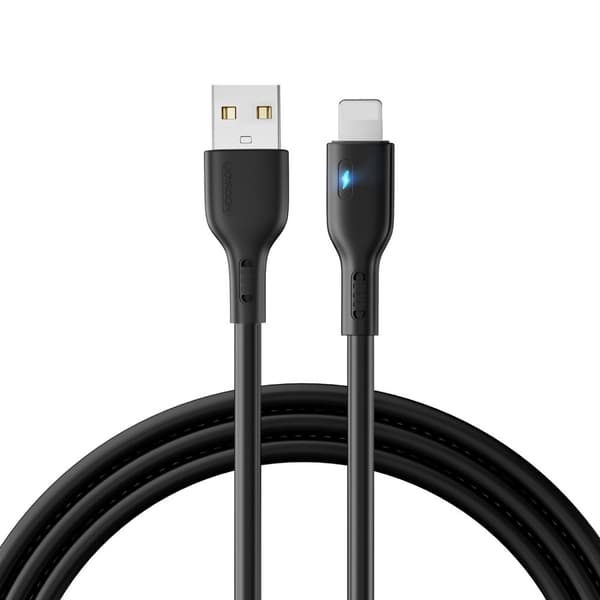 iPhone-kabel med LED-indikator USB - Lightning 2.4A 2m svart