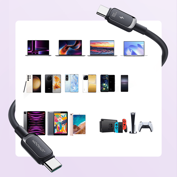 USB-C - USB-C kabel 100W 1,2m sort