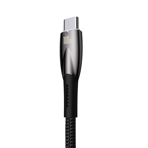 Holdbart fleksibelt hurtigopladningskabel USB-A - USB-C 100W 1m sort