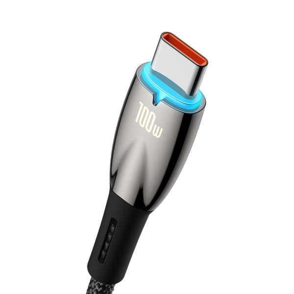Holdbart fleksibelt hurtigopladningskabel USB-A - USB-C 100W 1m sort