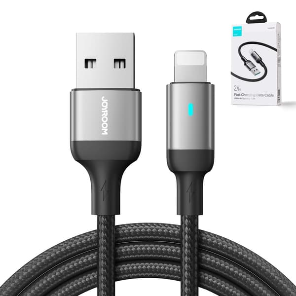 Kabel för iPhone A10 Series USB - Lightning 2.4A 1.2m svart