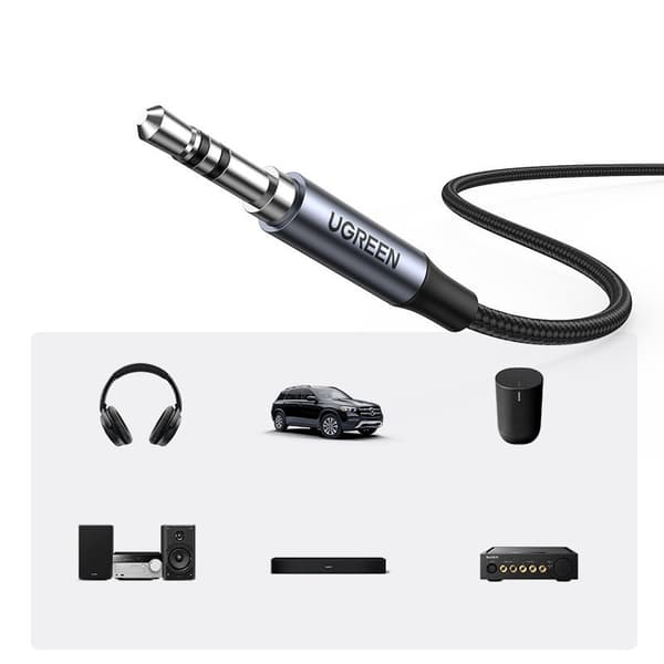 Stereo lydkabel AUX 3,5 mm mini jack - USB-C til telefon tablet 1m sort