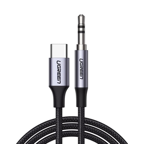 Stereo lydkabel AUX 3,5 mm mini jack - USB-C til telefon tablet 1m sort