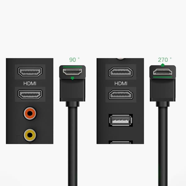 HDMI 4K kabel med vinklet stik, 2m, sort