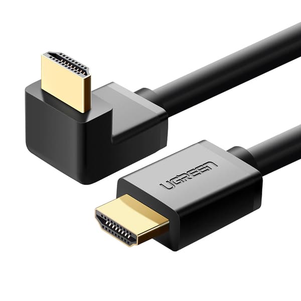 HDMI 4K kabel med vinklet stik, 2m, sort