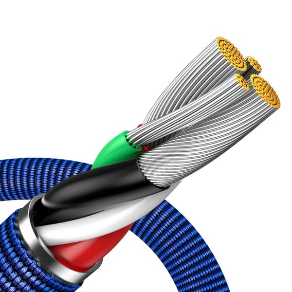 USB - Lightning-kabel til hurtig opladning og dataoverførsel, 1,2 m, blå