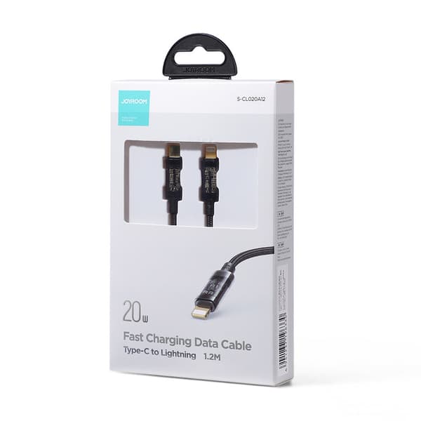 Punottu kaapeli iPhonelle USB-C - Lightning PD 20W 1,2m musta