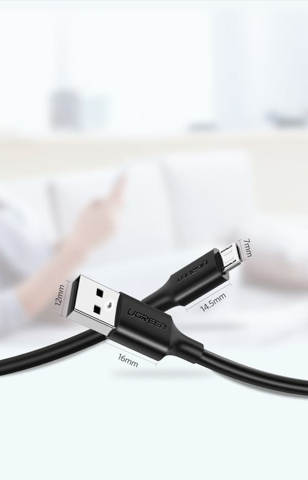 USB - mikro USB-kabel 2A 1m svart