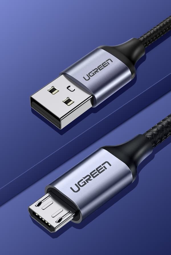 USB-micro USB-kabel, 2m, grå