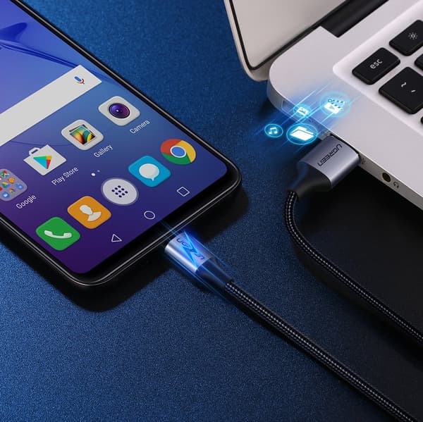 USB-micro USB-kabel, 2m, grå