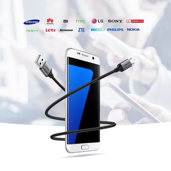 USB-micro USB-kabel, 2m, grå