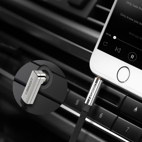 Fladt kabel AUX lydkabel 3,5 mm mini jack 2m sølv