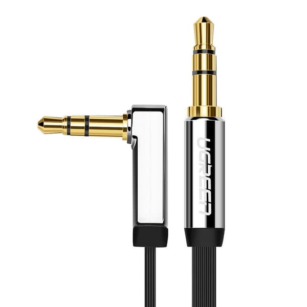 Fladt kabel AUX lydkabel 3,5 mm mini jack 2m sølv