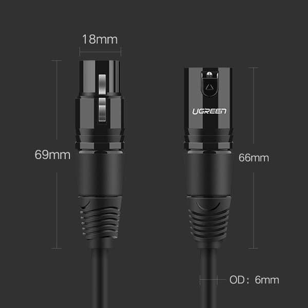 Audiojatkojohto XLR-mikrofonille, 3m, musta