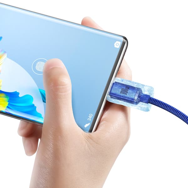 Kabel til hurtig opladning og dataoverførsel USB - USB-C 100W 1,2m blå