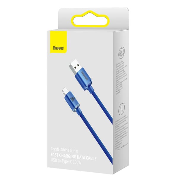 Kabel til hurtig opladning og dataoverførsel USB - USB-C 100W 1,2m blå