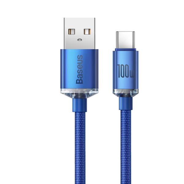 Kabel til hurtig opladning og dataoverførsel USB - USB-C 100W 1,2m blå