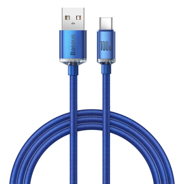 Kabel til hurtig opladning og dataoverførsel USB - USB-C 100W 1,2m blå