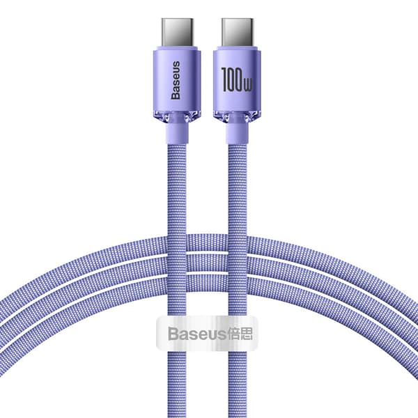 Kaapeli nopeaan lataukseen ja tiedonsiirtoon USB - USB-C 100W 1,2m violetti