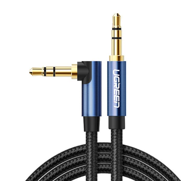 Kabelvinklet AUX-kabel 2x ministik 3,5mm 1,5m blå