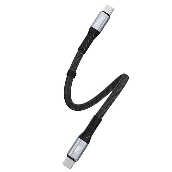 Kaapeli litteä kaapeli lyhyt USB-C - USB-C L10C PD 100W 23cm musta