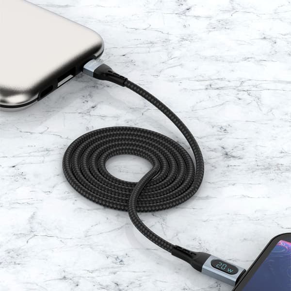 iPhone hurtig opladningskabel USB-C - Lightning PD 20W 1m sort