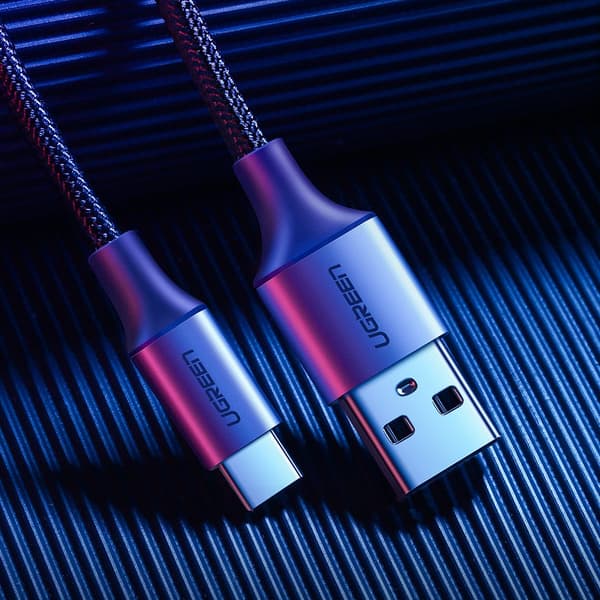 Stark flätad kabel USB - USB-C QC 3.0 3A 2m grå