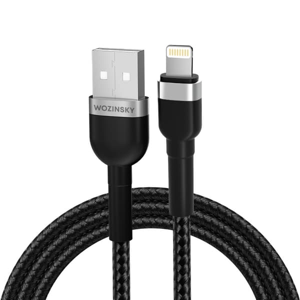 Flätad kabel för iPhone USB-A - Lightning 2.4A 2m svart
