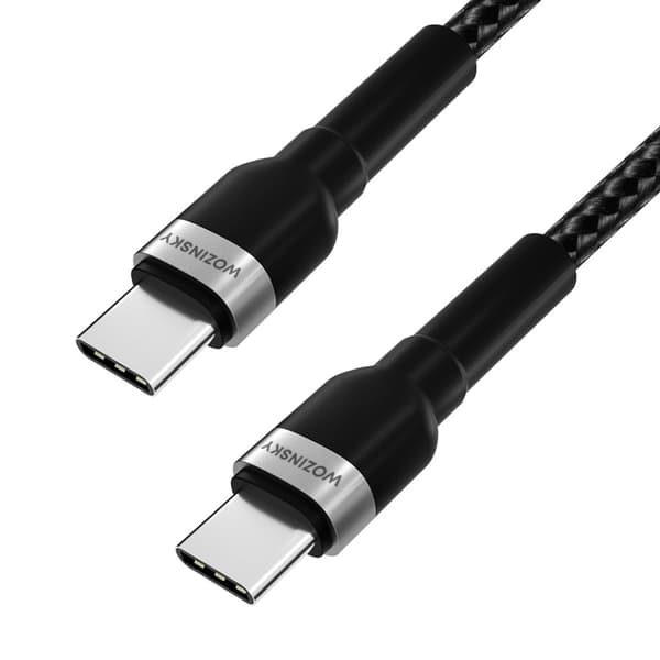 Flettet kabel USB-C - USB-C PD 65W 1m sort