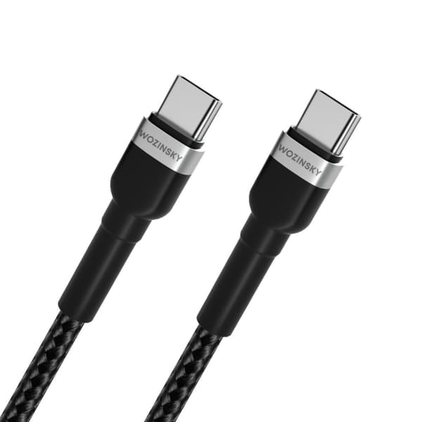 Flettet kabel USB-C - USB-C PD 65W 1m sort