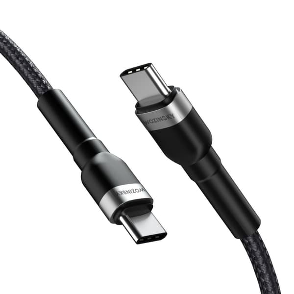 Flettet kabel USB-C - USB-C PD 65W 1m sort