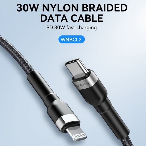 Kabel til iPhone USB-C - Lightning PD 30W 2m sort