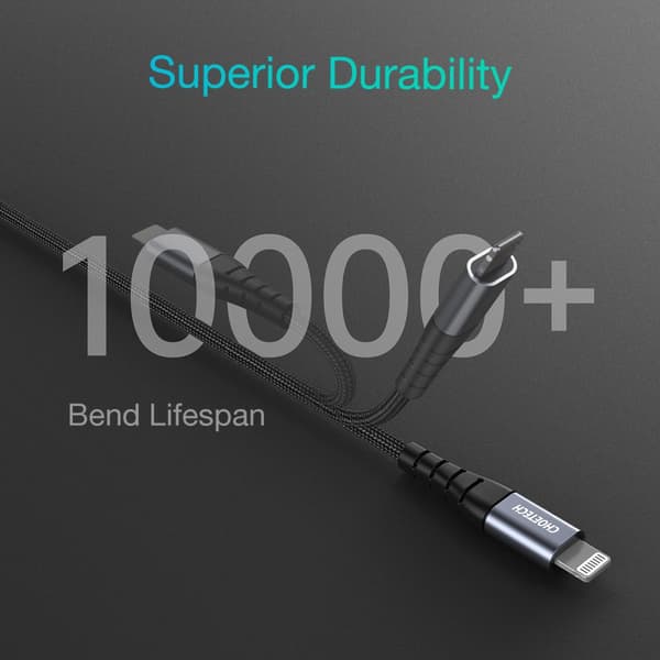 Kabel til iPhone MFi USB-C - Lightning 480Mb/s 3A 2m sort