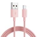 Miniatyrbild 1 av 2: Flätad kabel för iPhoneUSB-A - Lightning 2m, pastellrosa