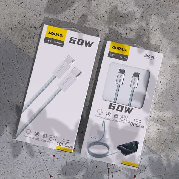 Holdbart UCB-C PD 60W kabel med kulfiberfletning, 1m, lyseblå