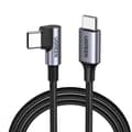 Miniatyrbild 1 av 5: Flätad vinklad USB-C-kabel 480Mb/s 0,5m svart och grå