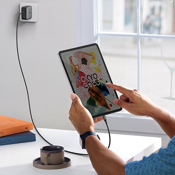 Flettet USB-C kabel PD 100W 5A 480Mb/s 1m sort