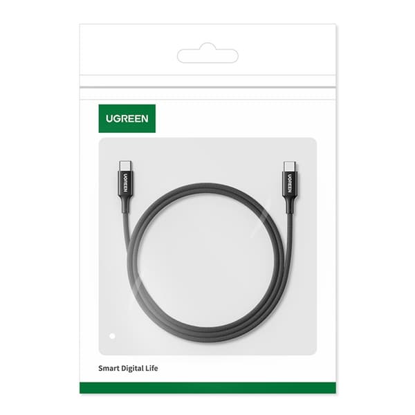 Flettet USB-C kabel PD 100W 5A 480Mb/s 1m sort