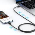 Miniatyrbillede 2 af 6: Flettet USB-C kabel PD 100W 5A 480Mb/s 1m sort