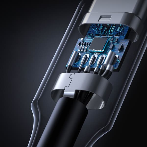 Flätad USB-C-kabel PD 100W 5A 480Mb/s 1m vit