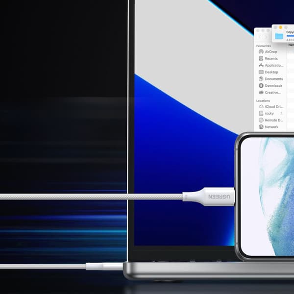 Flätad USB-C-kabel PD 100W 5A 480Mb/s 1m vit