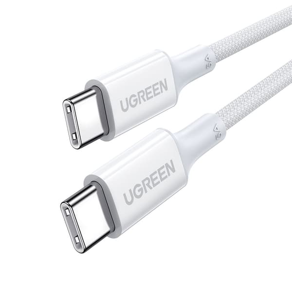 Flätad USB-C-kabel PD 100W 5A 480Mb/s 1m vit