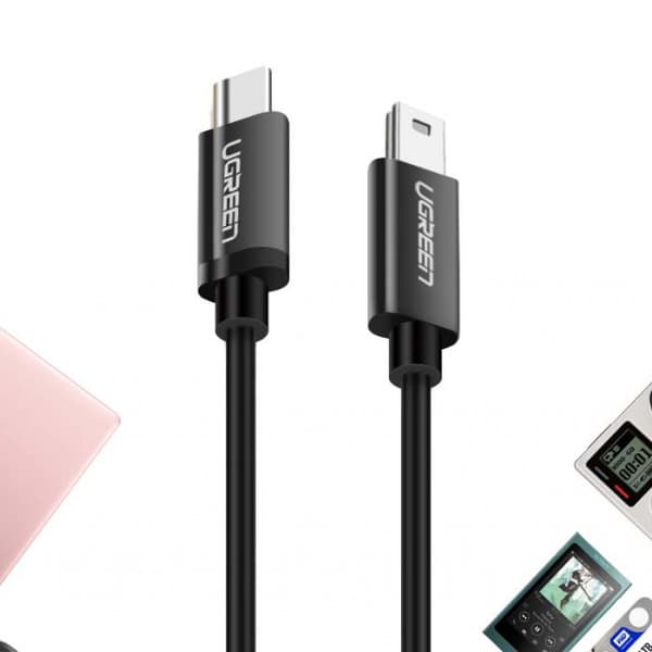 USB-C - miniUSB-kabel 480Mbps 1m svart