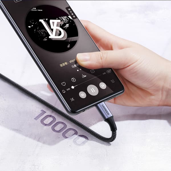 Vinklet USB-C PD QC kabel 100W 5A 1m sort