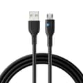 Miniatyrbild 1 av 3: USB - microUSB 2.4A kabel med LED, 2m, svart