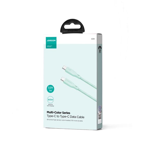 USB-C-kaapeli 60 W nopea siirto Multi-Color Series 1m vihreä