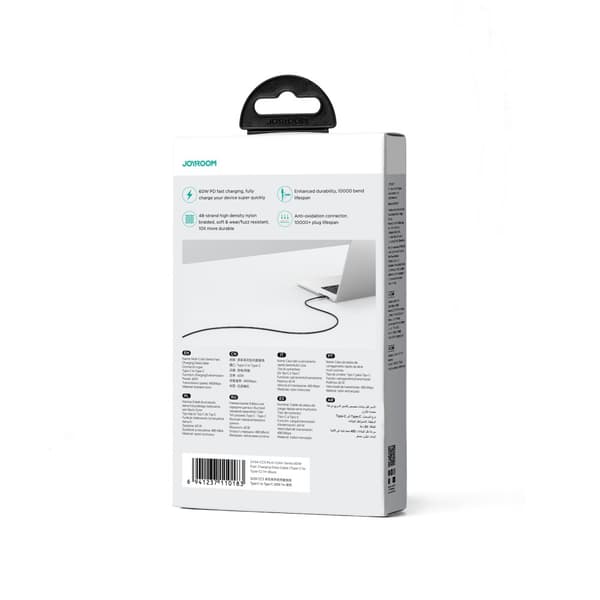 USB-C-kaapeli 60 W nopea siirto Multi-Color Series 1m musta